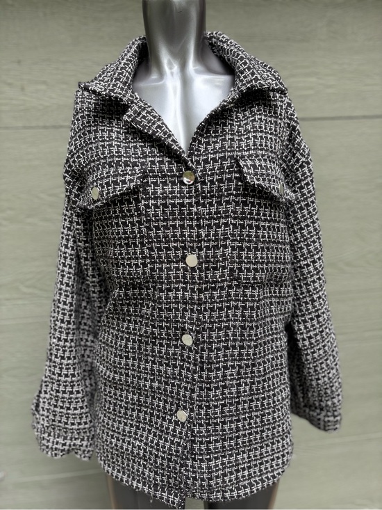 Stoosh Jackets & Blazers - Stoosh Black and White Tweed Shacket